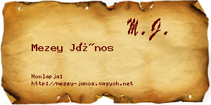 Mezey János névjegykártya